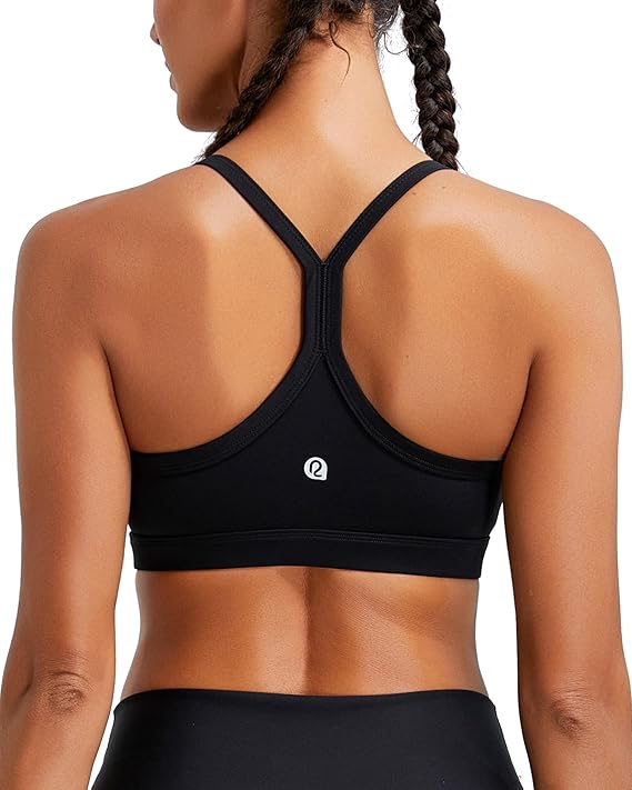 RUNNING GIRL Women’s Ruched V-Neck Y-Back Sports Bra – Removable Pads, Cloud-Soft Support for A-C Cups