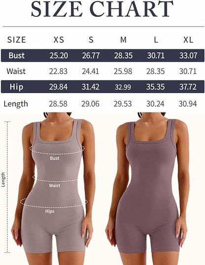 Women’s One-Piece Workout Romper – Sleeveless Scoop Neck Active Bodysuit